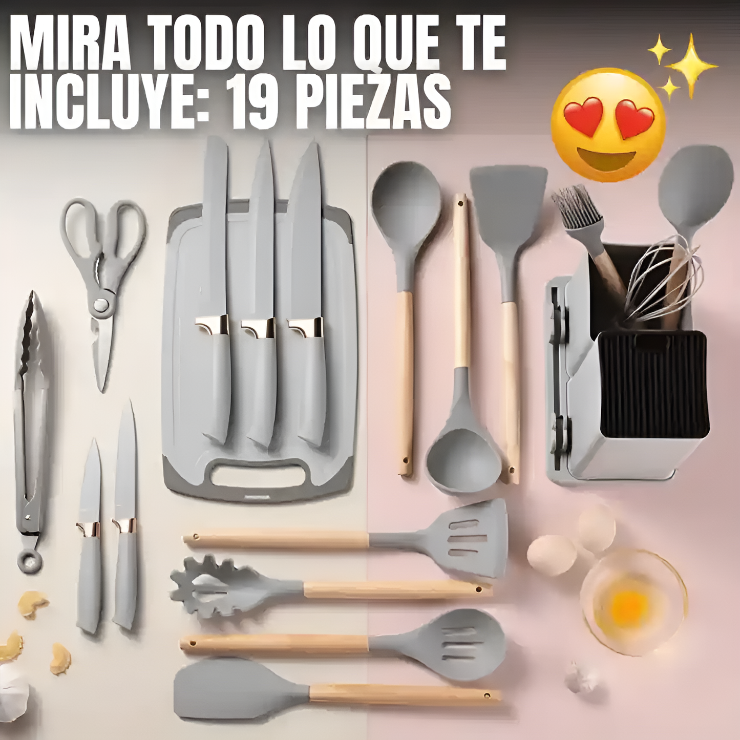 SET UTENSILIOS EN SILICONA PREMIUM 19 UND+ENVIO GRATIS